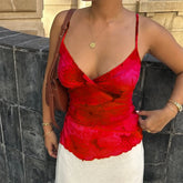 Tie Dye Print V Neck Crop Top